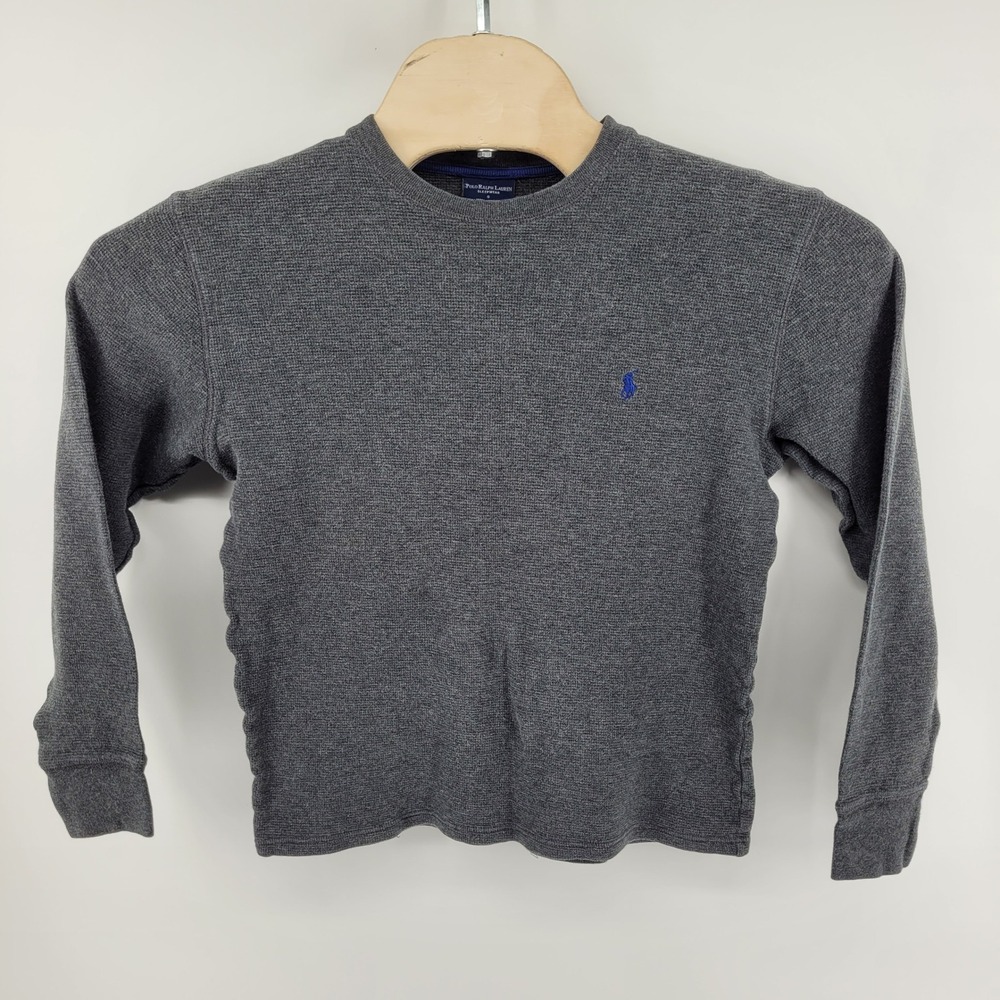 Polo Ralph Lauren Mens Small Gray Waffle Knit Thermal Long Sleeve Sleep Shirt - Picture 1 of 6
